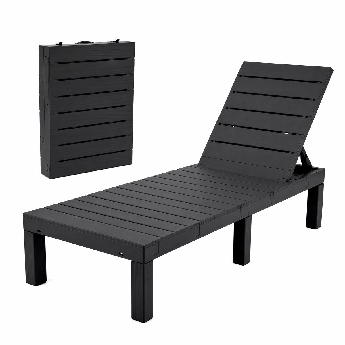 Gardeon Foldable Sun Lounge Outdoor Recliner Patio Beach Chair Slatted Black