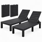 Gardeon 2X Foldable Sun Lounges Outdoor Recliner Patio Beach Chair Slatted Black