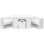 Keezi 3PCS Kids Table and Chairs Set Storage Toys Play Activity Desk