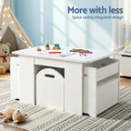 Keezi 3PCS Kids Table and Chairs Set Storage Toys Play Activity Desk