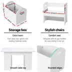Keezi 3PCS Kids Table and Chairs Set Storage Toys Play Activity Desk