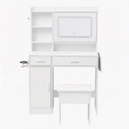 Artiss Dressing Table Vanity Desk Set Stool LED Charging Station White