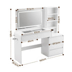 Artiss Dressing Table Makeup Vanity Desk LED Mirror Drawers Charging Station Curved Edge White
