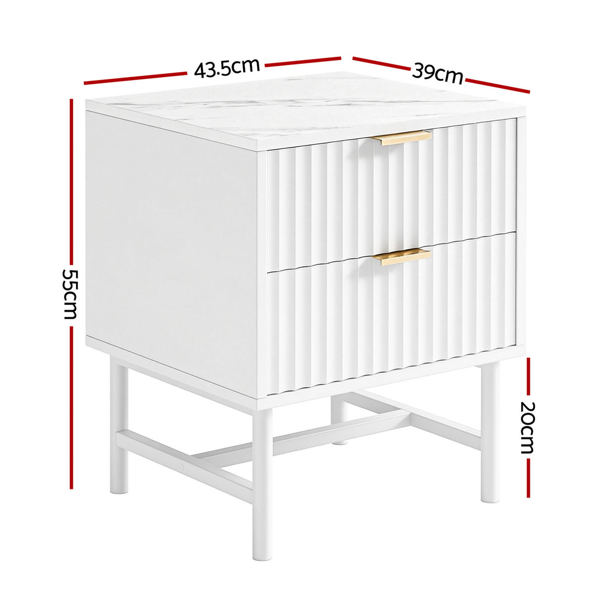 Artiss Bedside Table 2 Drawers - White