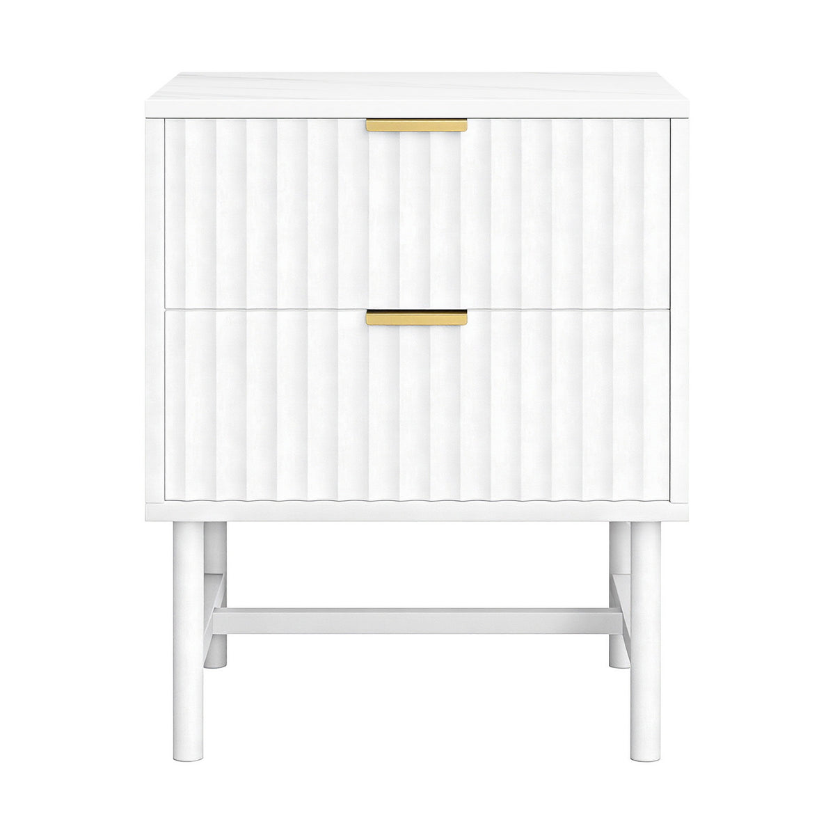Artiss Bedside Table 2 Drawers - White