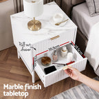 Artiss Bedside Table 2 Drawers - White
