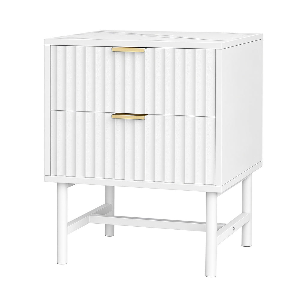 Artiss Bedside Table 2 Drawers - White