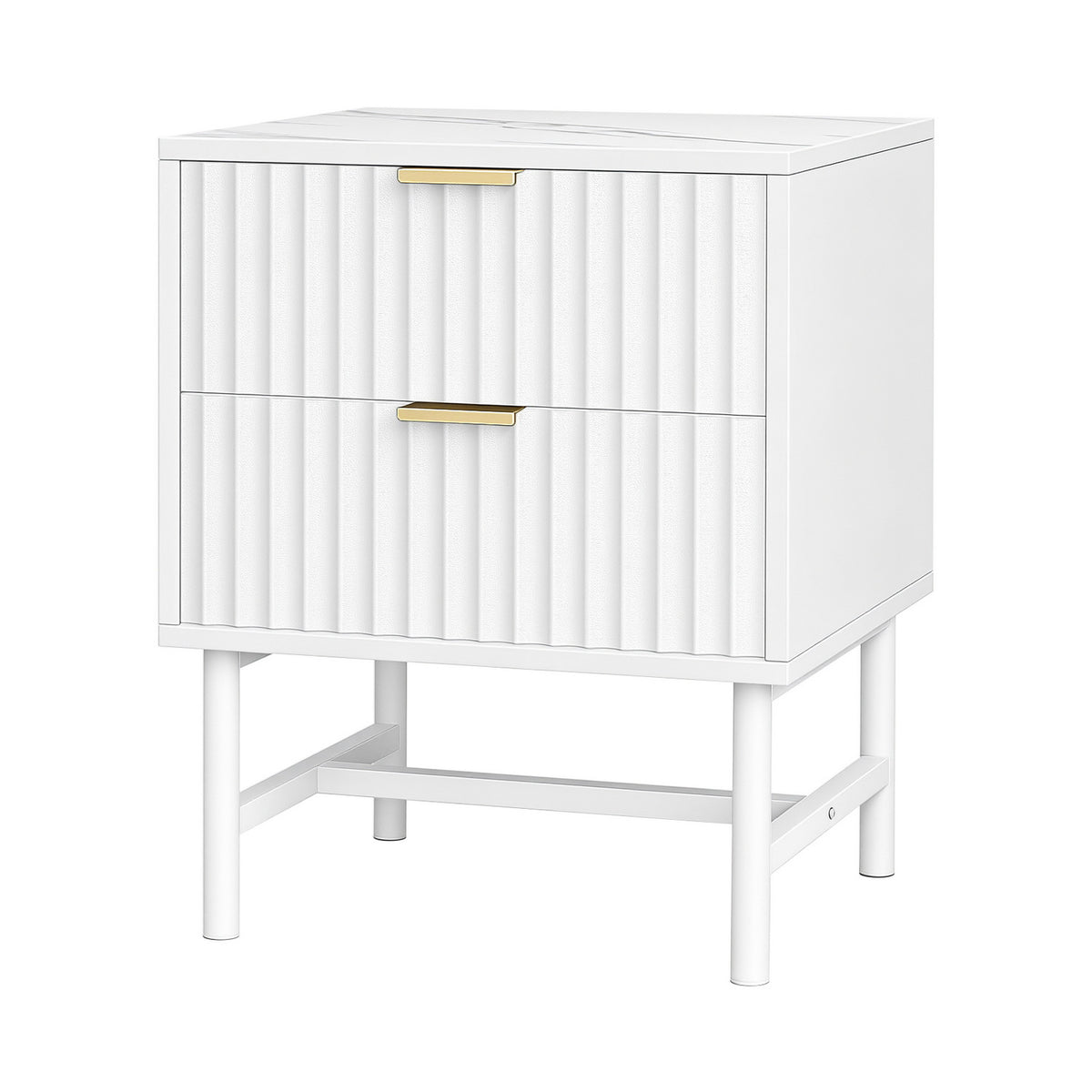 Artiss Bedside Table 2 Drawers - White