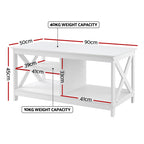 Artiss Coffee Table Storage Shelf White