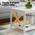 Artiss Coffee Table Storage Shelf White