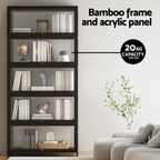 Artiss 5-Tier Display Cabinet Storage Bookshelf Clear Shelf Black