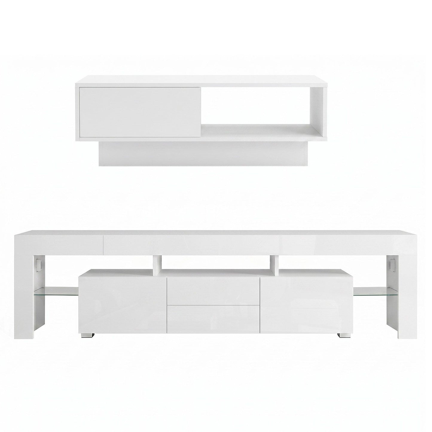 Artiss LED TV Unit & Coffee Table Set Storage Cabinet White