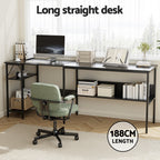 Artiss Computer Desk L shape Home Office Study Table Desks Open Shelf Black