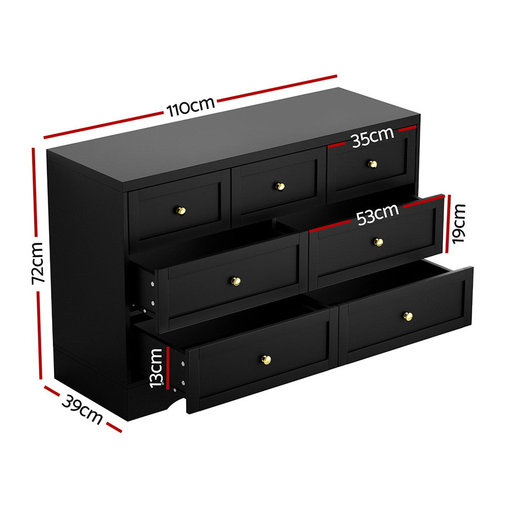 Artiss 7 Chest of Drawers Dresser Table Black