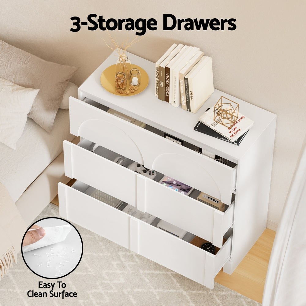 Artiss 3 Chest of Drawers Lowboy Dresser Cabinet White
