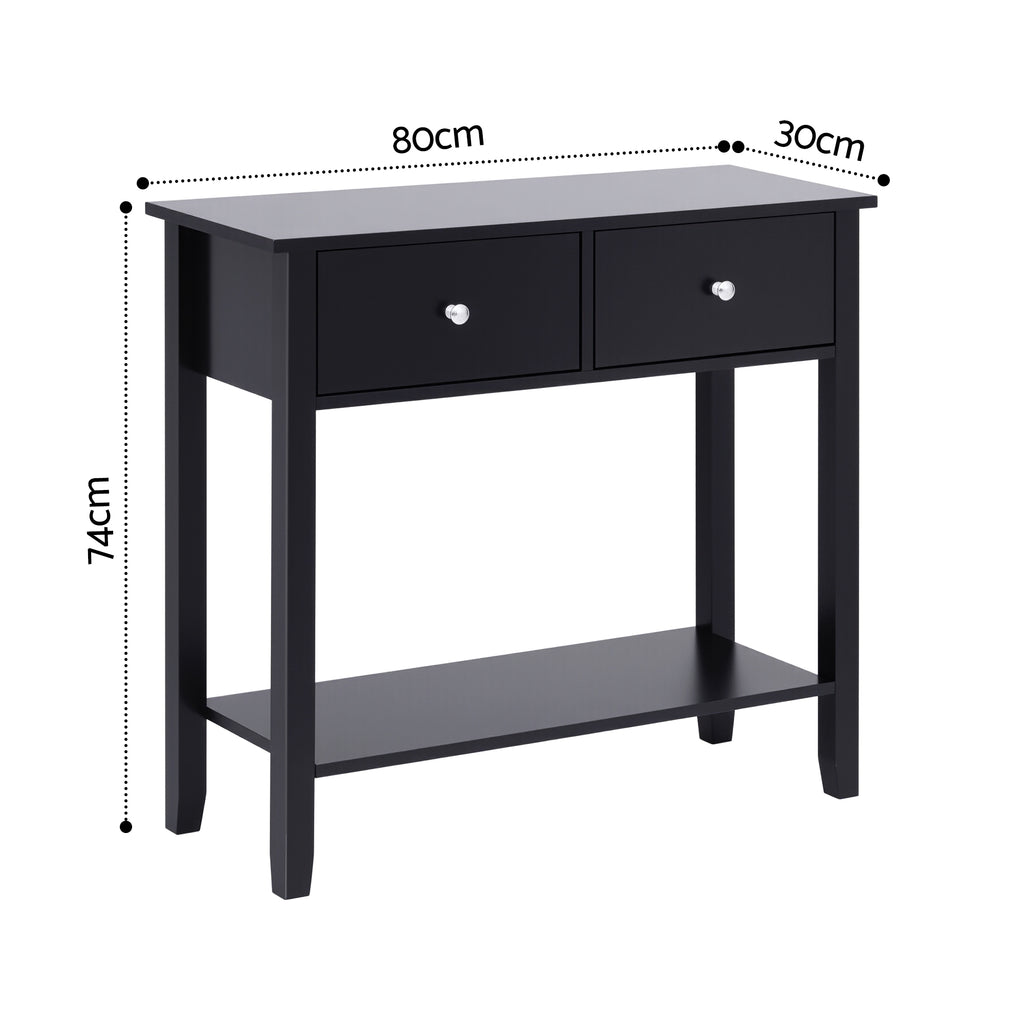 Artiss Console Table Hallway Sofa Entryway Entrance 2 Drawers 80CM Black
