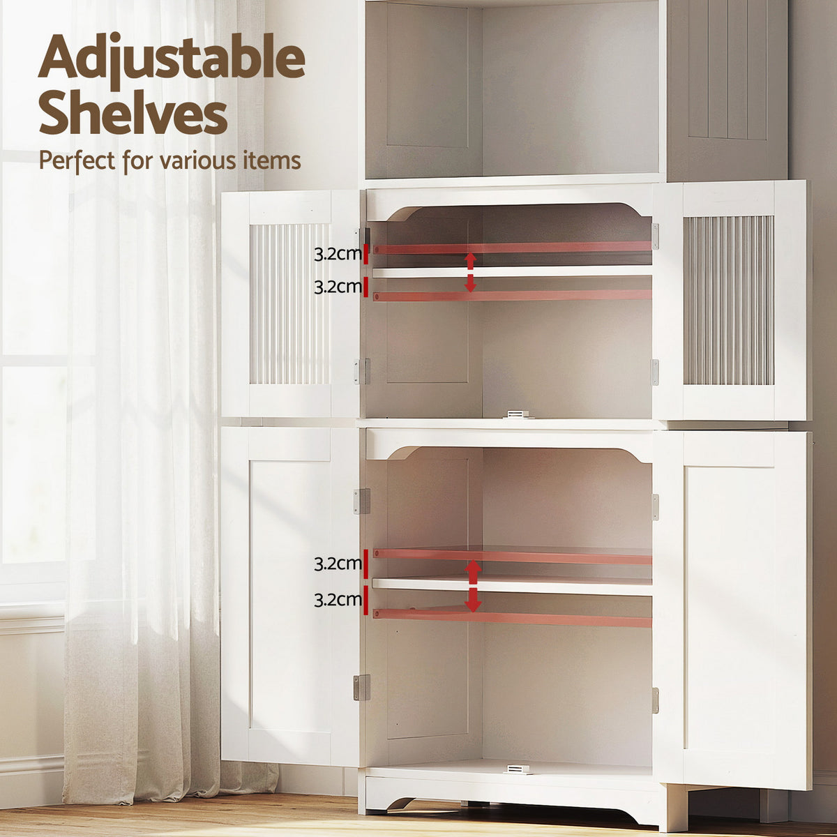 Artiss Buffet Sideboard Cabinet Pantry Kitchen Bathroom Storage Cupboard 160cm