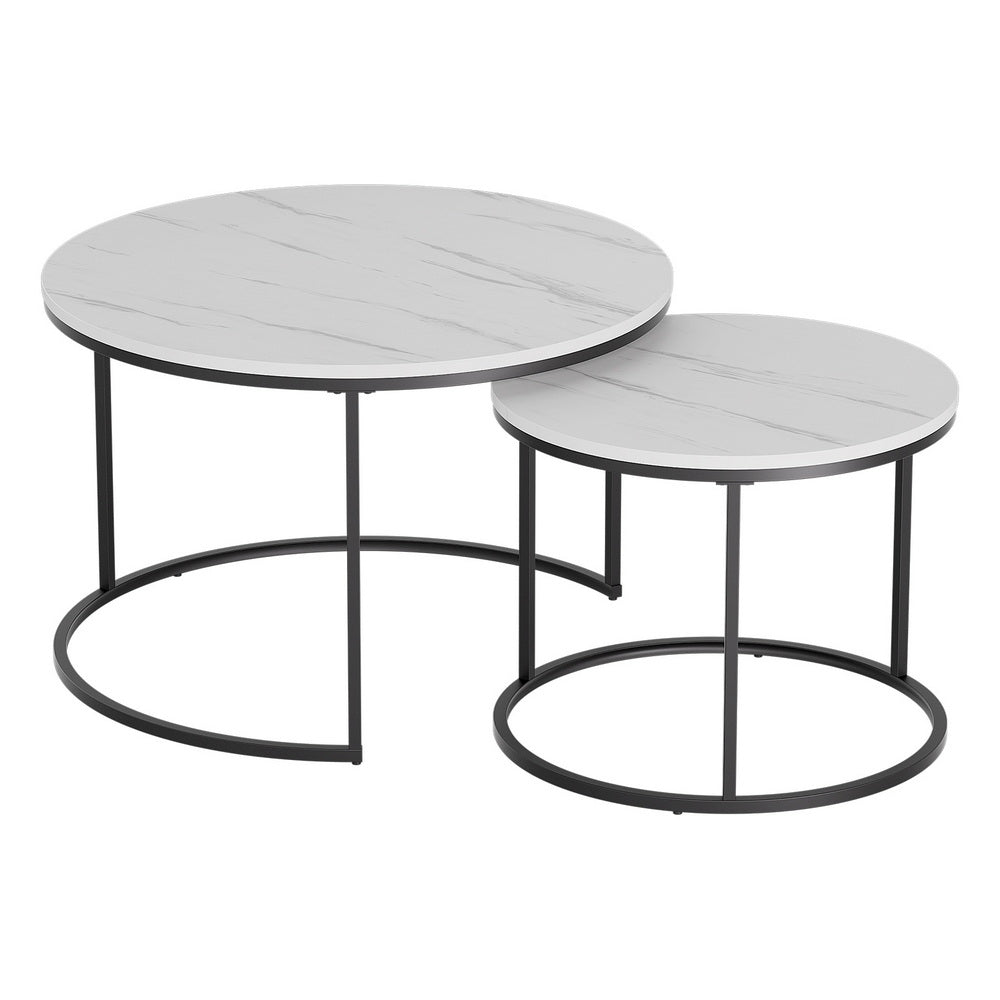 Artiss Nesting Coffee Table Set of 2 Marble Effect