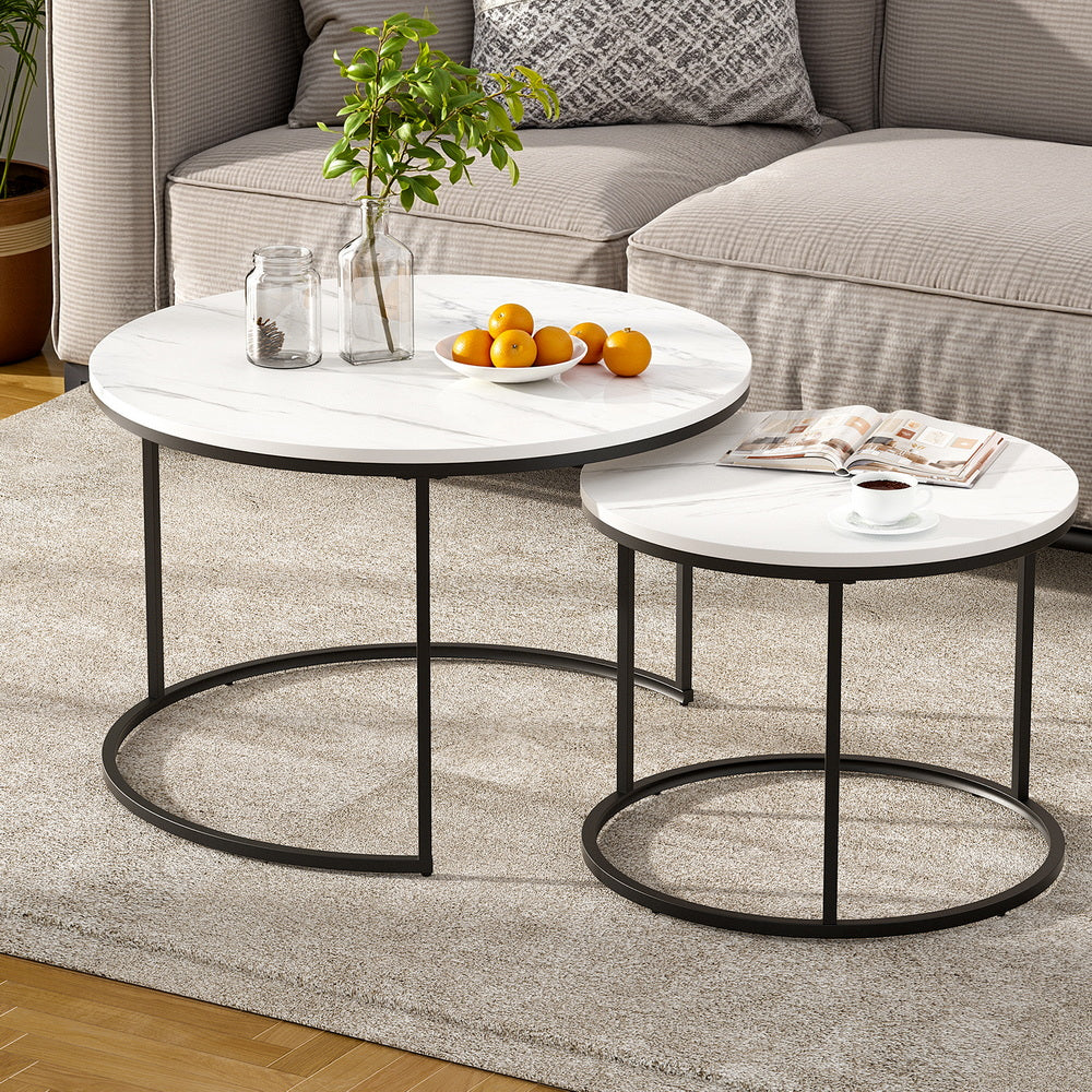 Artiss Nesting Coffee Table Set of 2 Marble Effect