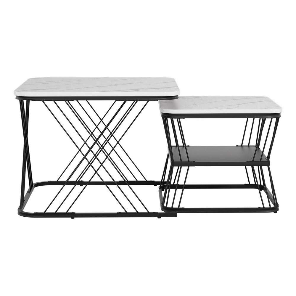 Artiss Nesting Coffee Table Set of 2 Marble Effect