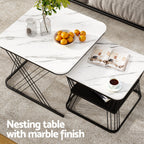 Artiss Nesting Coffee Table Set of 2 Marble Effect