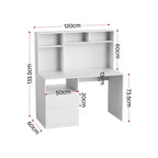 Artiss Computer Desk Office Study Desks Table Bookshelf Drawer White 120cm