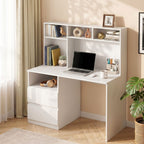 Artiss Computer Desk Office Study Desks Table Bookshelf Drawer White 120cm
