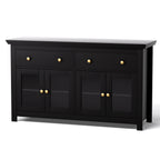 Artiss Buffet Sideboard Storage Cabinet Kitchen Cupboard Clear Door Drawer Black