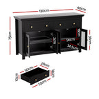 Artiss Buffet Sideboard Storage Cabinet Kitchen Cupboard Clear Door Drawer Black