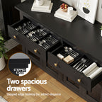 Artiss Buffet Sideboard Storage Cabinet Kitchen Cupboard Clear Door Drawer Black