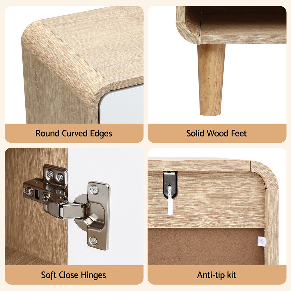 Artiss Shoe Rack Cabinet 20 Pairs Storage Cupboard Pine&White