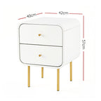 Artiss Bedside Table 2 Drawers Side End Table Nightstand White