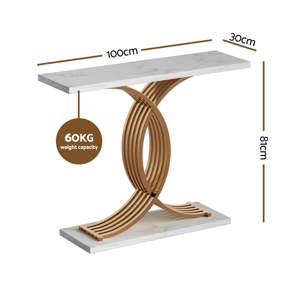 Artiss Console Table Marble Effect White&Gold