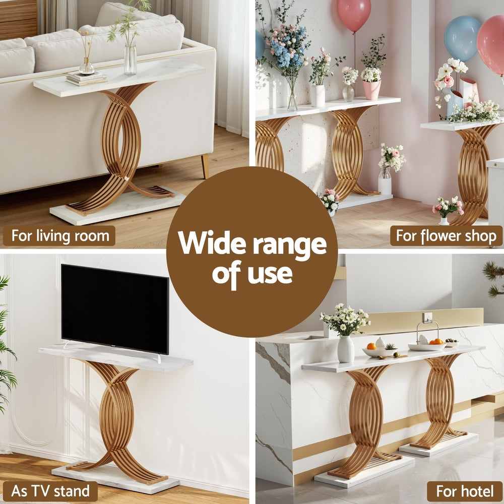 Artiss Console Table Marble Effect White&Gold