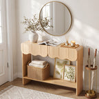 Artiss 2-Drawer Console Table, Scalloped Entryway Table with Safe Rounded Corners, 100 x 31 x 80 cm