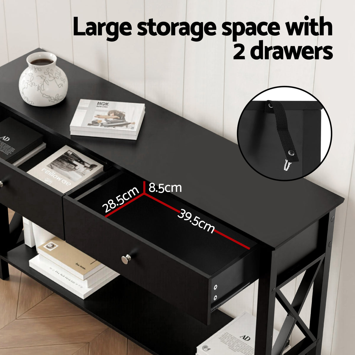 Artiss Console Table 2 Drawers 100CM Black