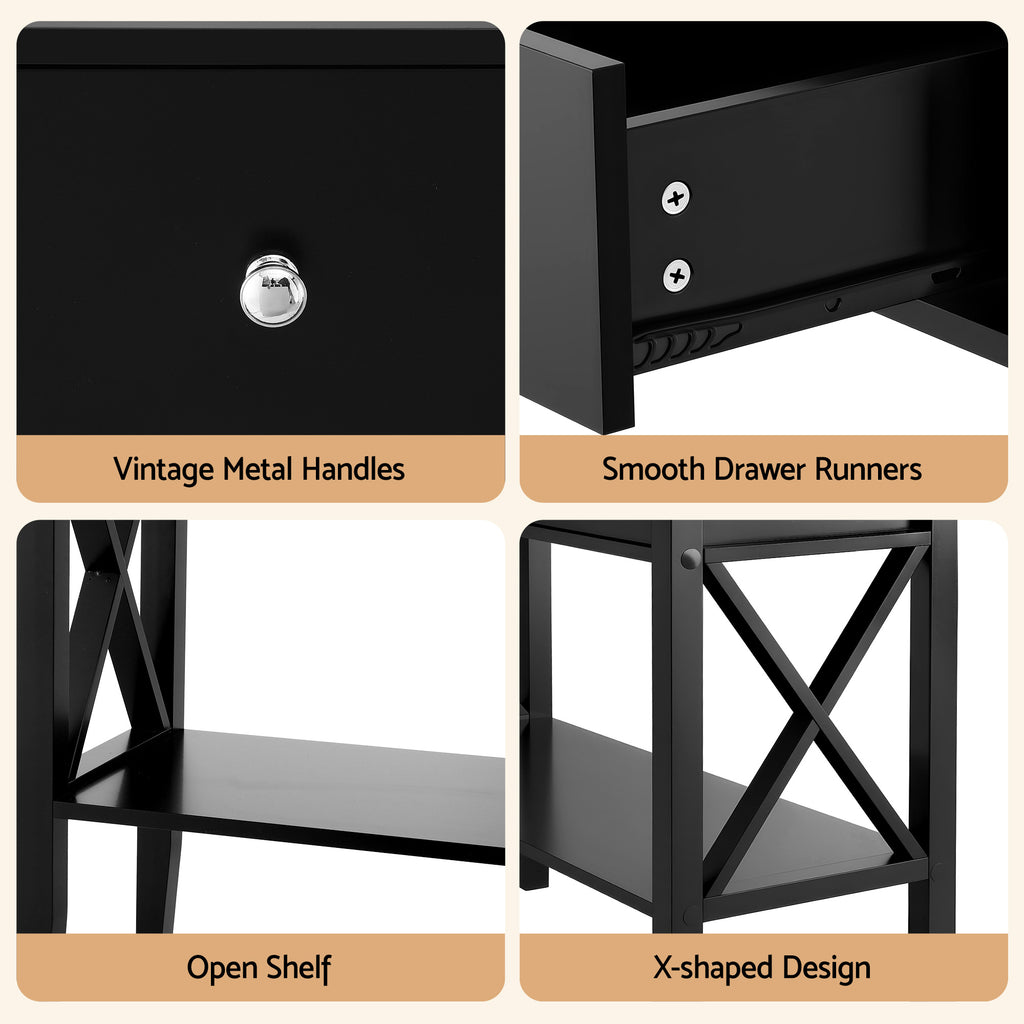 Artiss Console Table 2 Drawers 100CM Black