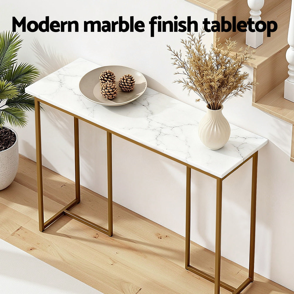 Artiss Console Table Marble Effect White&Gold