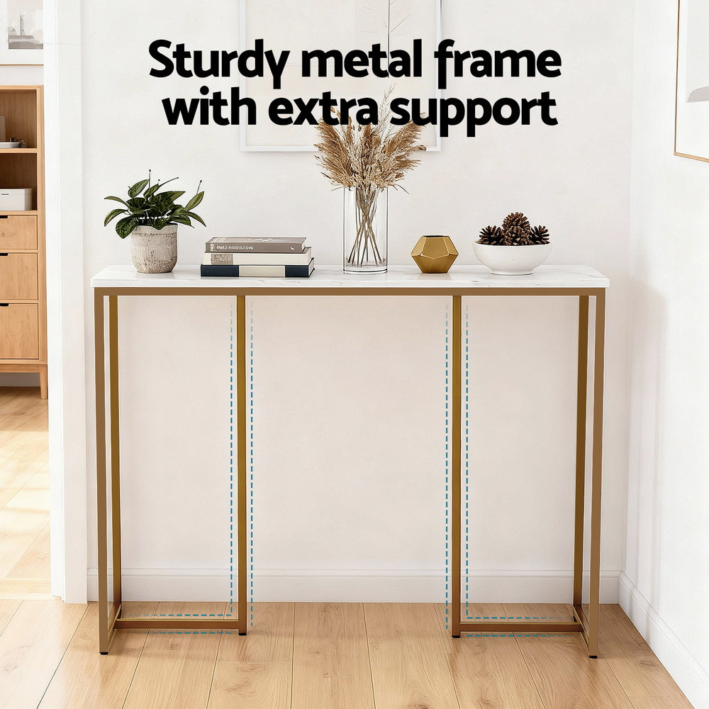 Artiss Console Table Marble Effect White&Gold