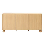 Artiss Buffet Sideboard Cabinet 2-Tier Fluted Kitchen Storage Ball Legs Pine