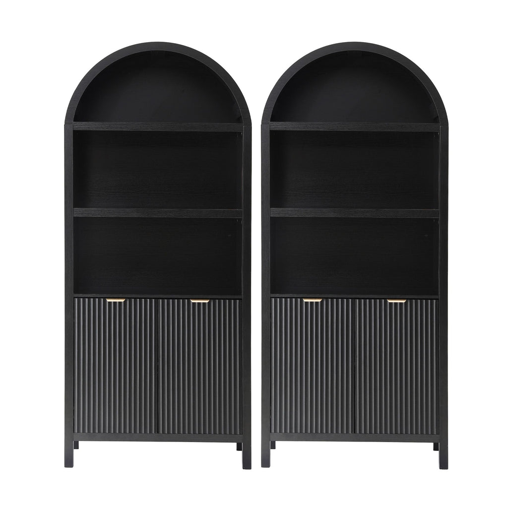 Artiss Buffet Sideboard Cabinet Pantry X2 180CM Arched Storage Bookshelf Black