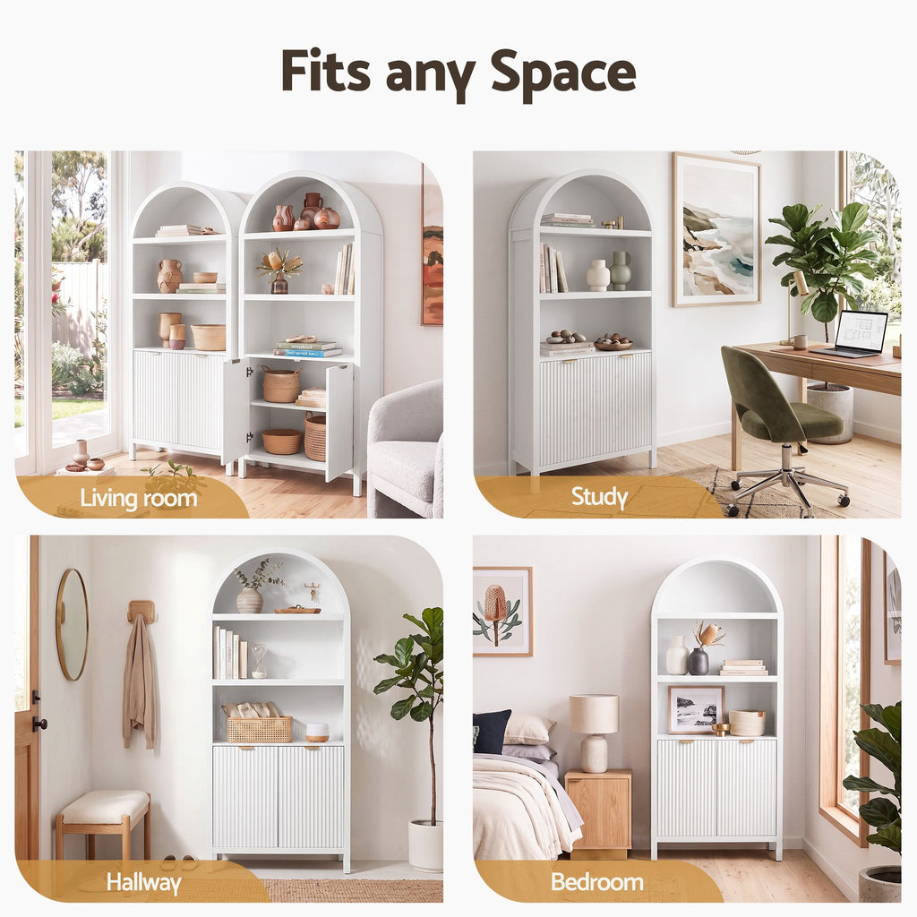 Artiss Buffet Sideboard Cabinet Pantry 180CM Arched Storage Bookshelf White