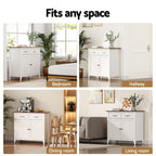 Artiss Buffet Sideboard Storage Cabinet Kitchen Cupboard Hallway 2 Drawers White