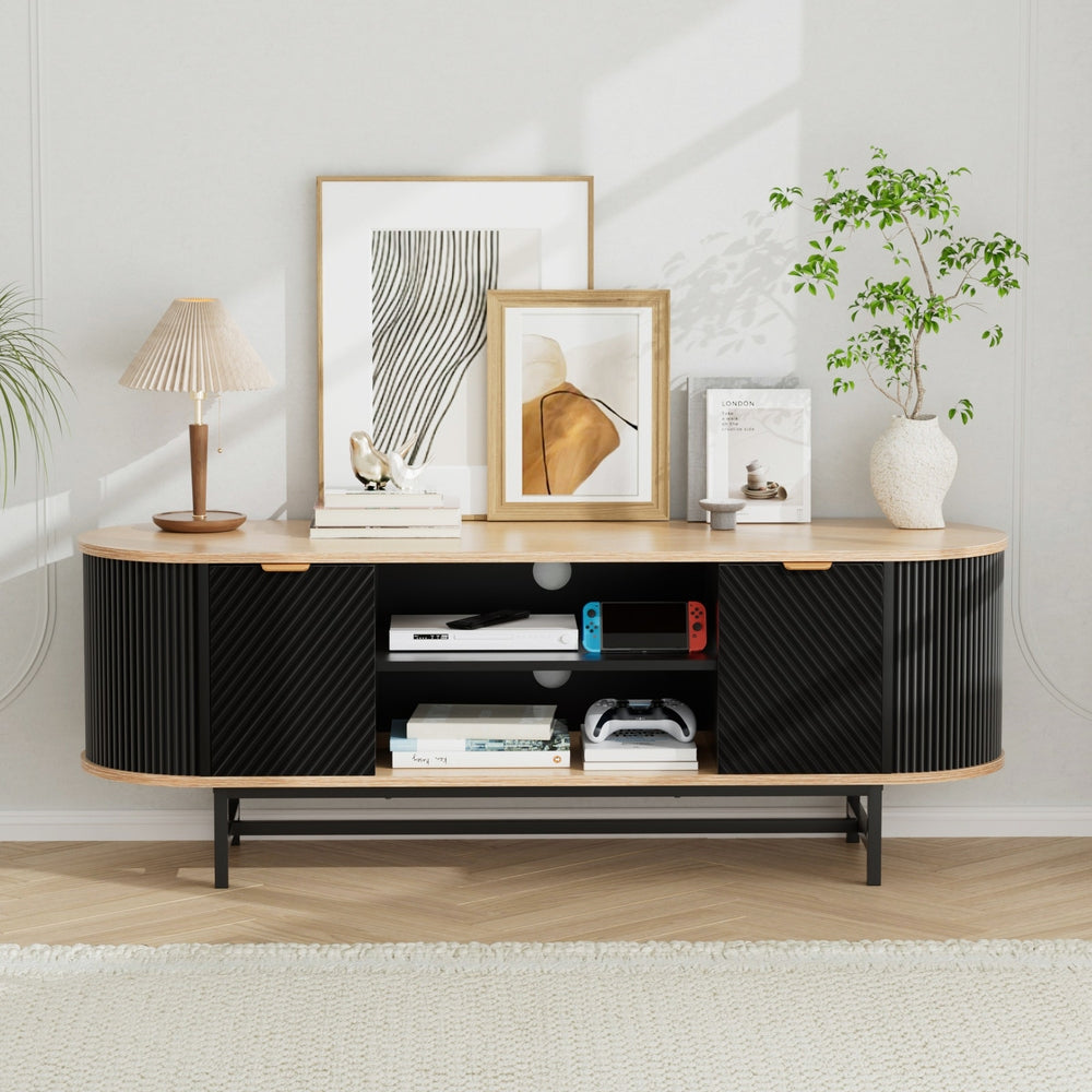 Artiss TV Unit Entertainment Unit Storage Cabinet Black Pine