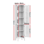 Artiss 2X Bathroom Storage Cabinet 160cm Tall Slim Floor Cupboard Toilet Glass Door White