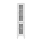 Artiss 2X Bathroom Storage Cabinet 160cm Tall Slim Floor Cupboard Toilet Glass Door White