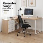 Artiss Computer Desk Swivelling L shape Home Office Storage Cabinet Oak