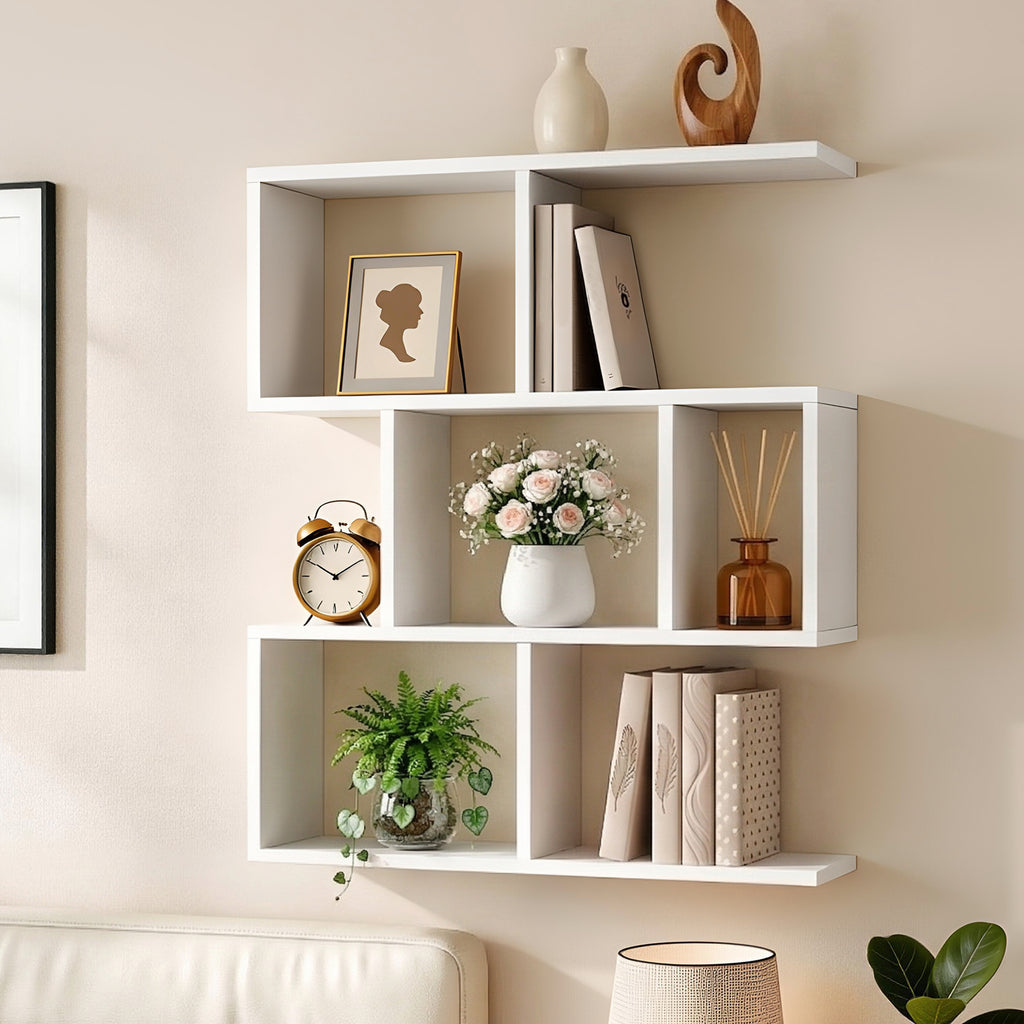 Artiss Floating Wall Shelf Bookshelf 3-Tier Display Storage Organiser White