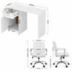 Artiss Office Desk and Chair Set 100cm Computer Desk PU Leather Office Chair