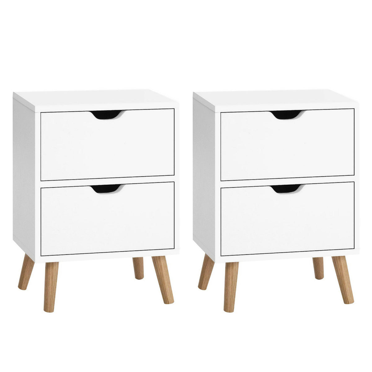 Artiss 2X Bedside Table 2 Drawers - BODEN White